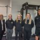 Craig and Marie at Arran High with Ross Dobson, the Active Schools Corrdinator and pupils Laura Katherine Coyle and Lily Currie