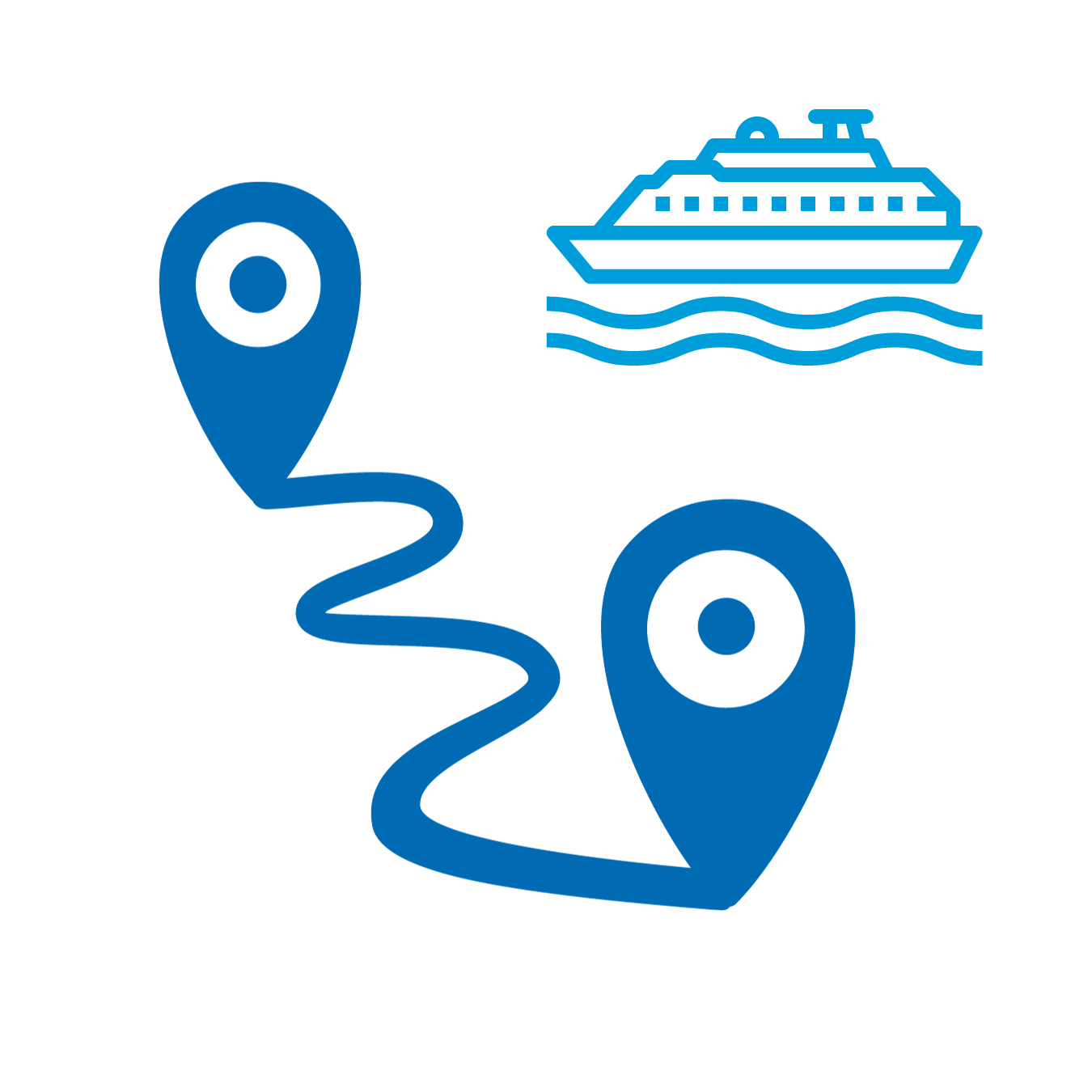 Ferry icon with road location map