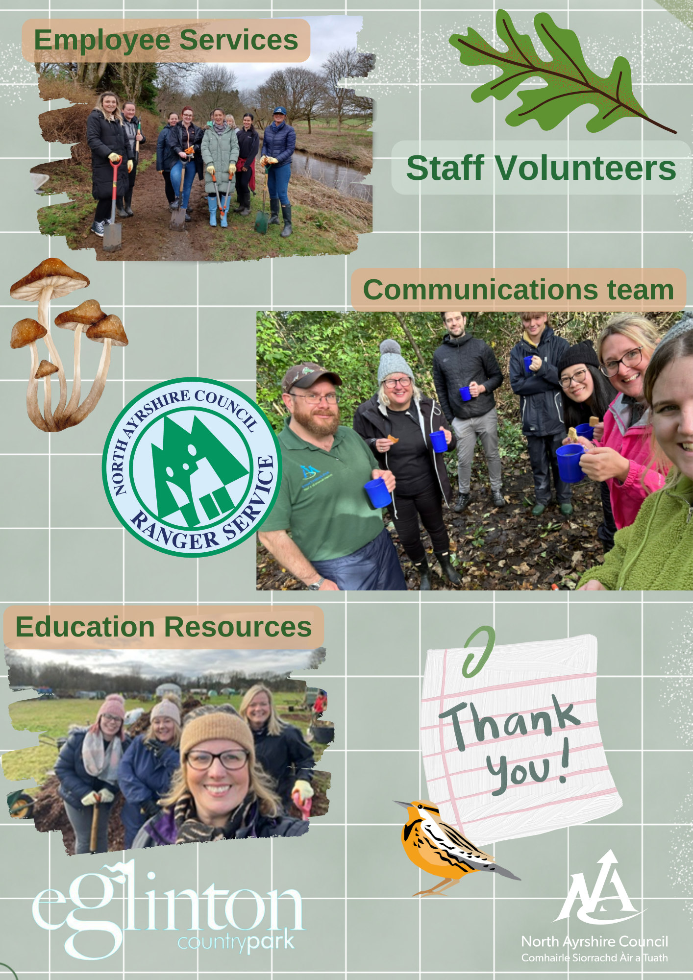 Thank you to all of our staff who have helped our Countryside Rangers by volunteering over the past year