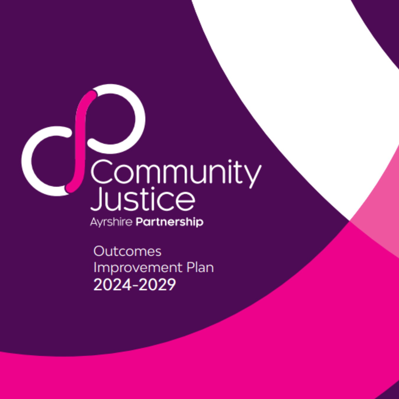 Community Justice Ayrshire Partnership Icon with text that reads 'Outcomes Improvement Plan 2024-2029'