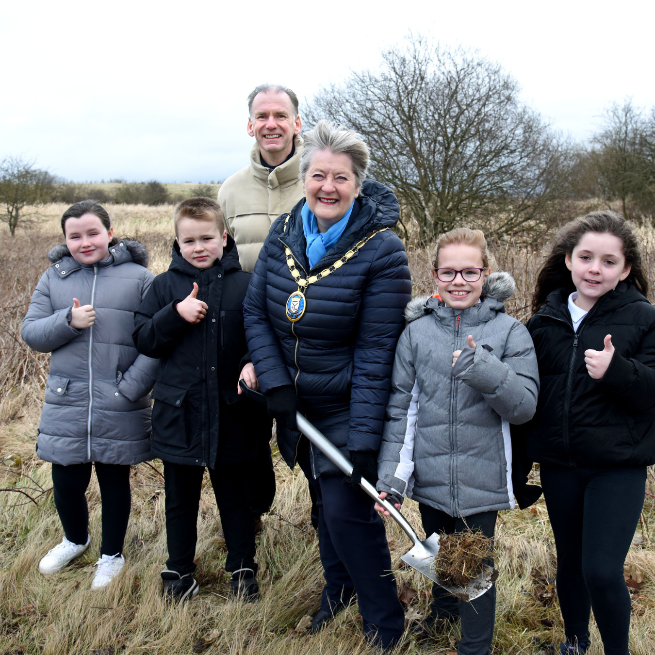 This photo shows the ground-breaking at Nethermains Solar PV farm