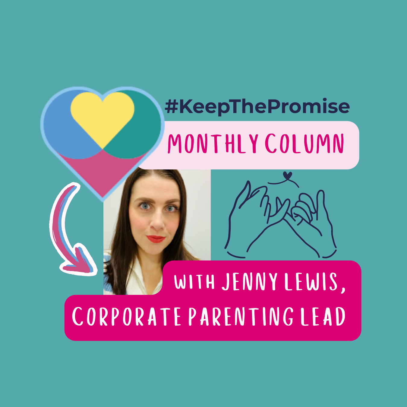 Corporate Parenting team monthly column graphic with photo of contributor Jenny Lewis