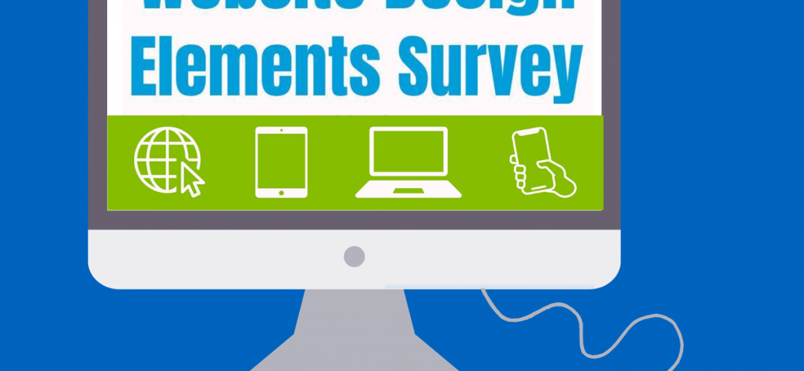 Website design elements survey with NAC logo and computer with mouse