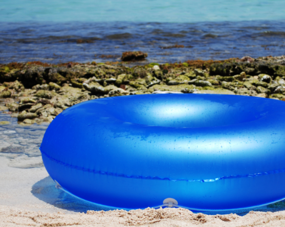 Rubber ring at beach