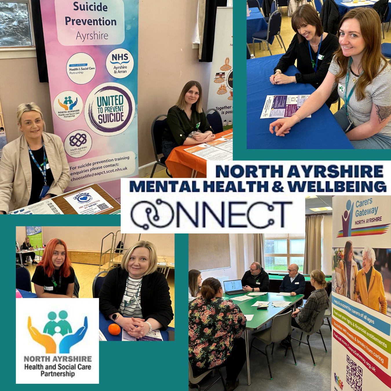 North Ayrshire Mental Health and Wellbeing connect event photo collage of colleagues taking part