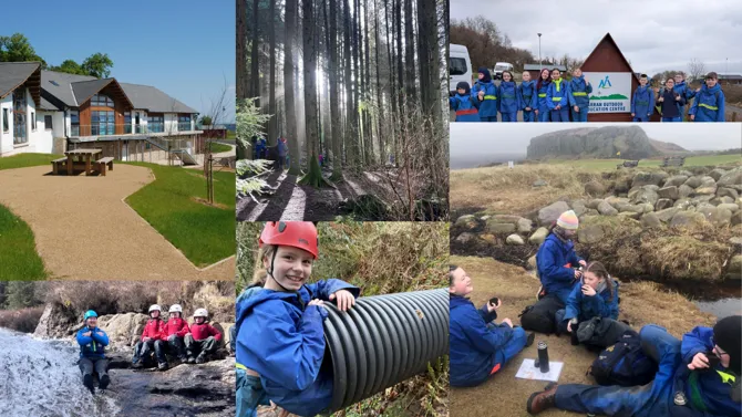 Photo collage of young people at Arran Outdoor Education Centre