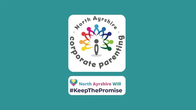 Corporate parenting team and Keep The Promise logos on teal background