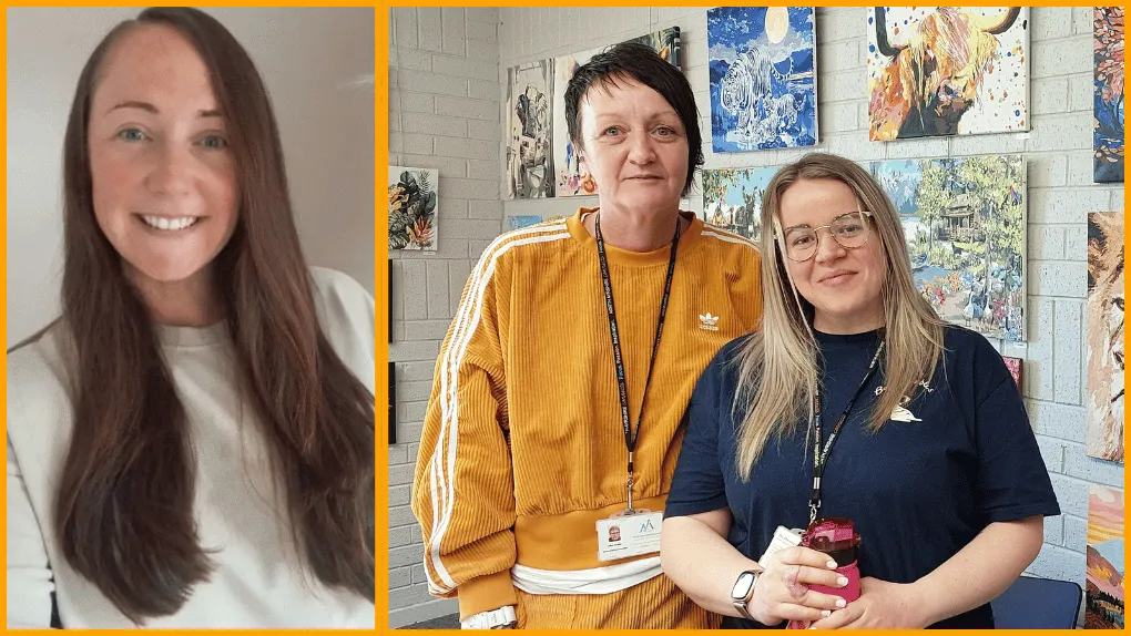 Hayley (far left) with Ailsa (centre) and colleague Sarah Crookston