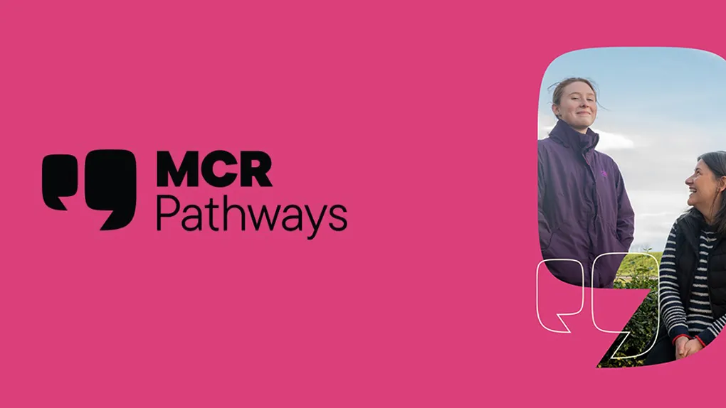 A woman and girl ona  pink background with words 'MCR Pathways'